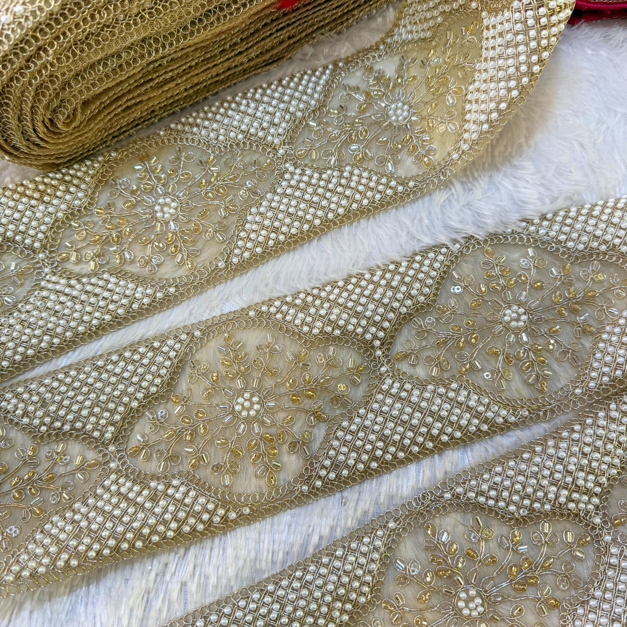 Luxury Pearl Embellished Designer Trim