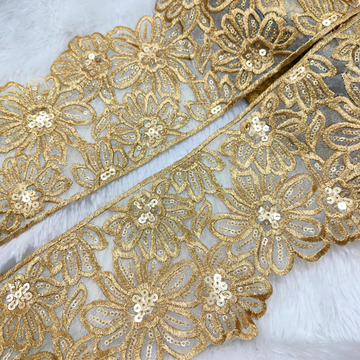 Gold Dense Floral Sequin Lace