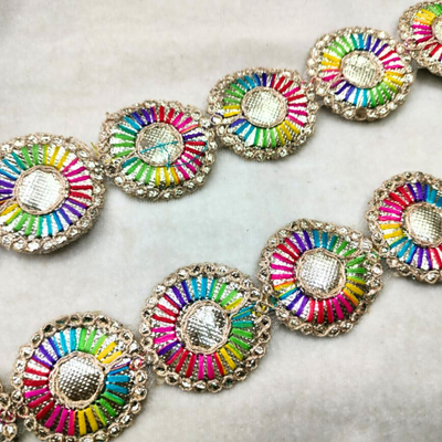 Multicolor Mirror-Work Round Lace
