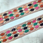 Peach Multicolor Embroidery Work Lace