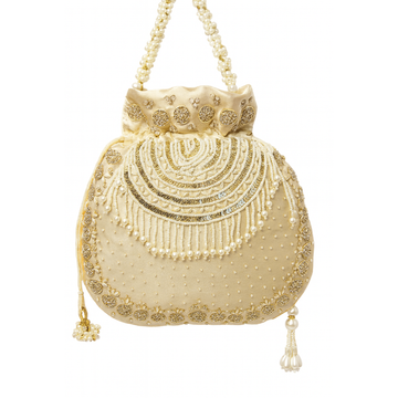 Ivory Pearl Embroidered Potli