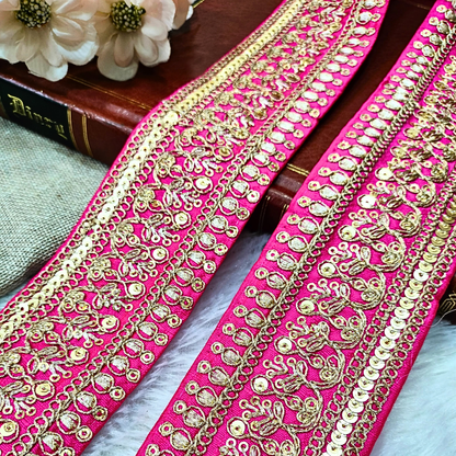 Pink Zari Embellished Trim