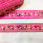 Vibrant Pink Base Multicolor Floral Lace Trim