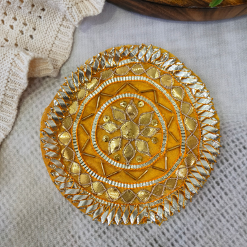 Circular Yellow Embellished Gota Patch