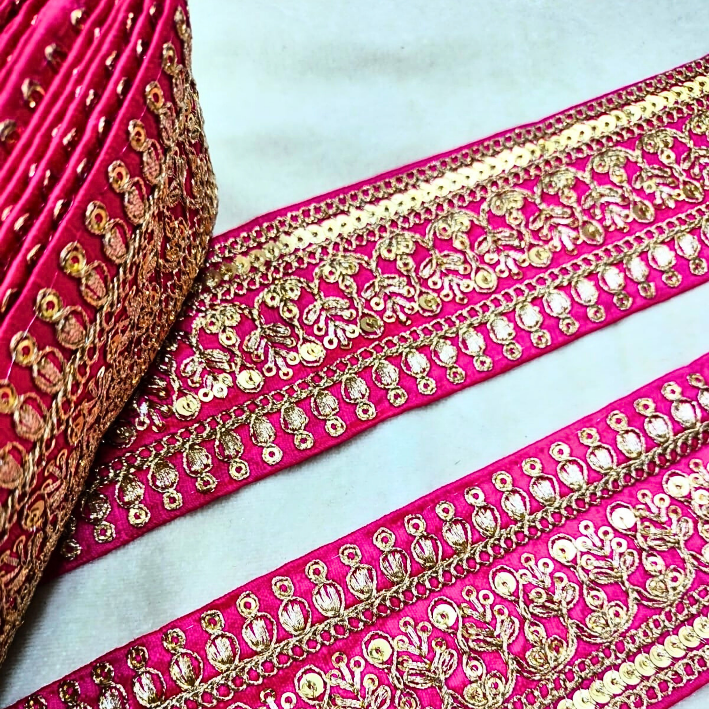 Pink Zari Embellished Trim