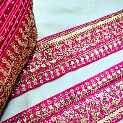 Pink Zari Embellished Trim