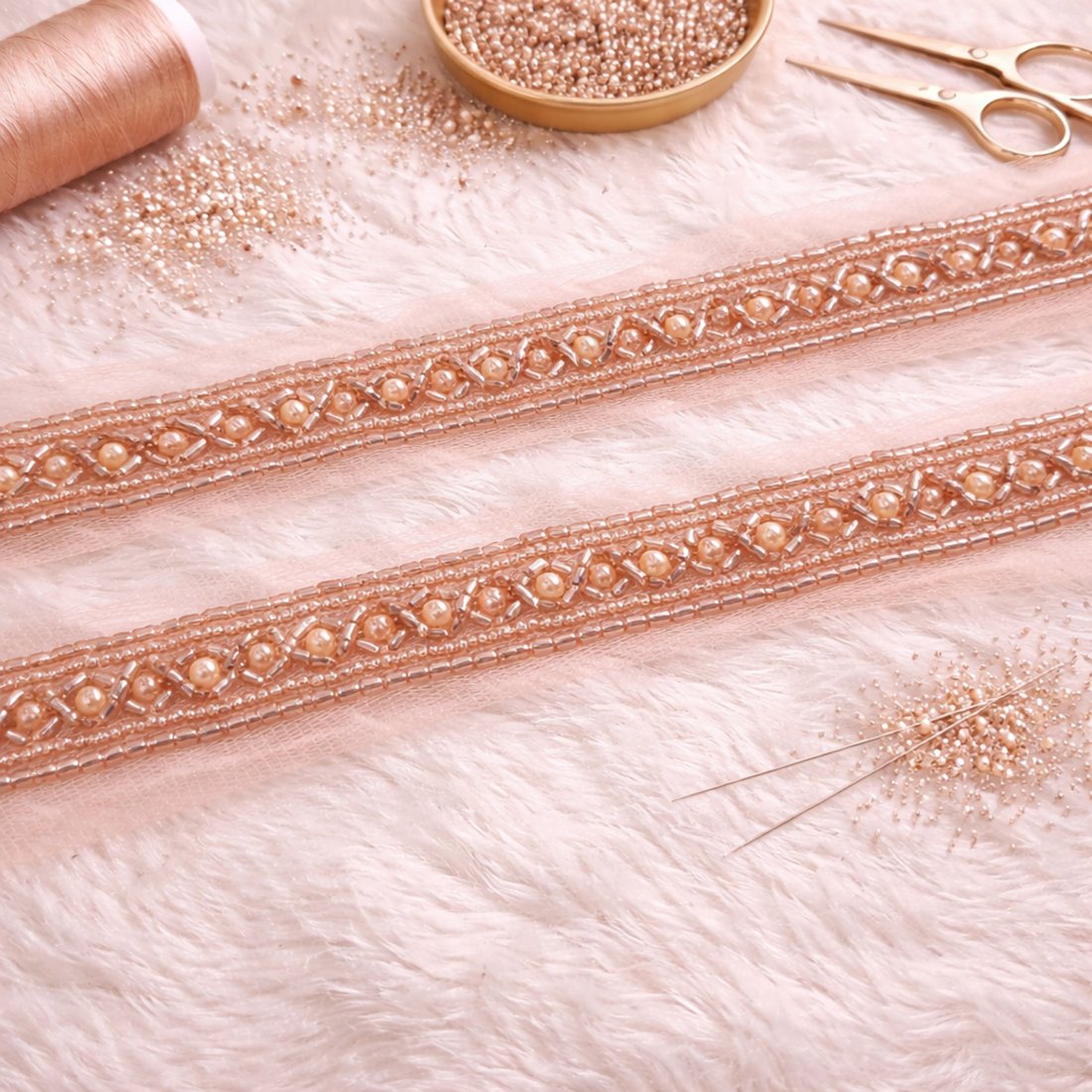 Diamond Pattern Pearl Lace