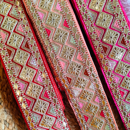 Beige Multicolor Gota Patti Trim