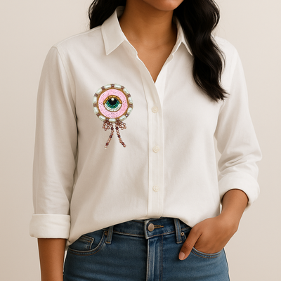 Circular Pink Sequin Evil Eye Assorted Patch hover image