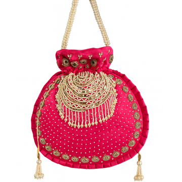 Pink Bridal Embroidered Potli
