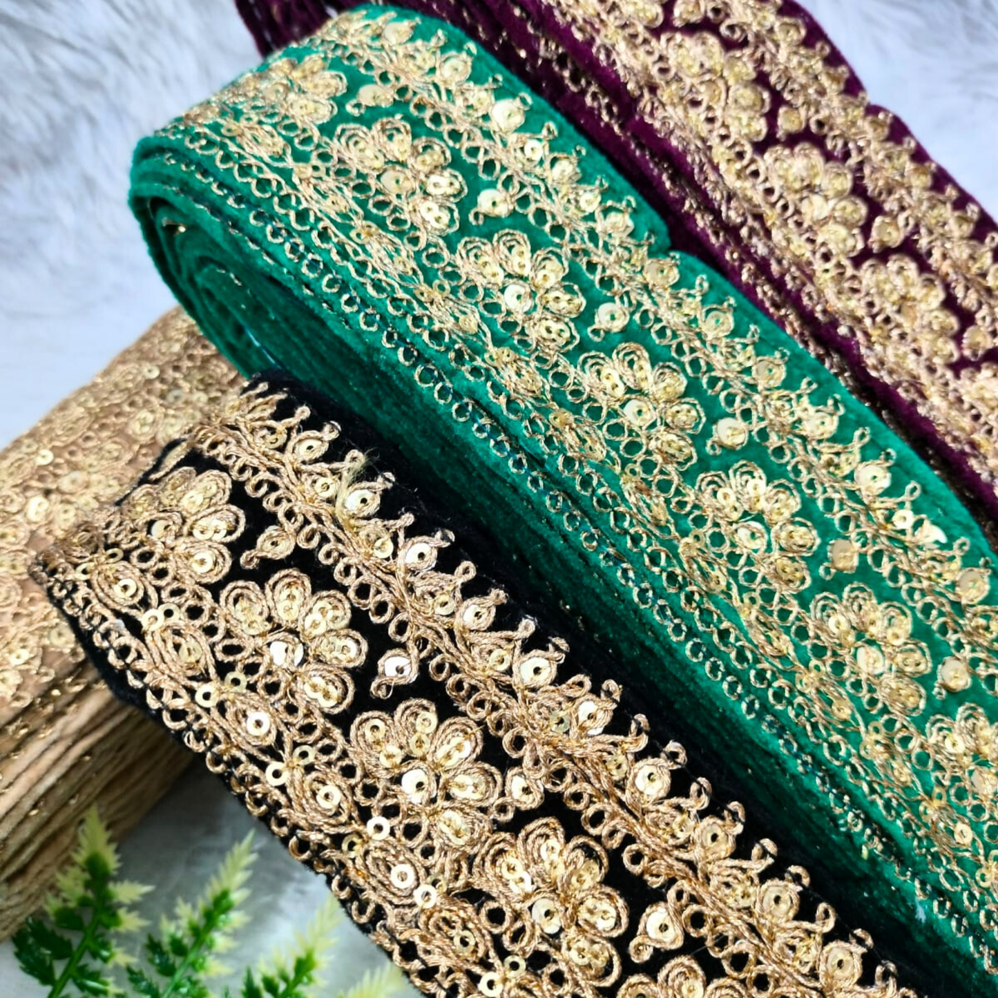 Beige Fancy Embellished Trim