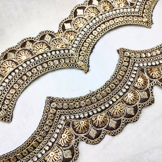 Brown Scalloped Embroidery Lace