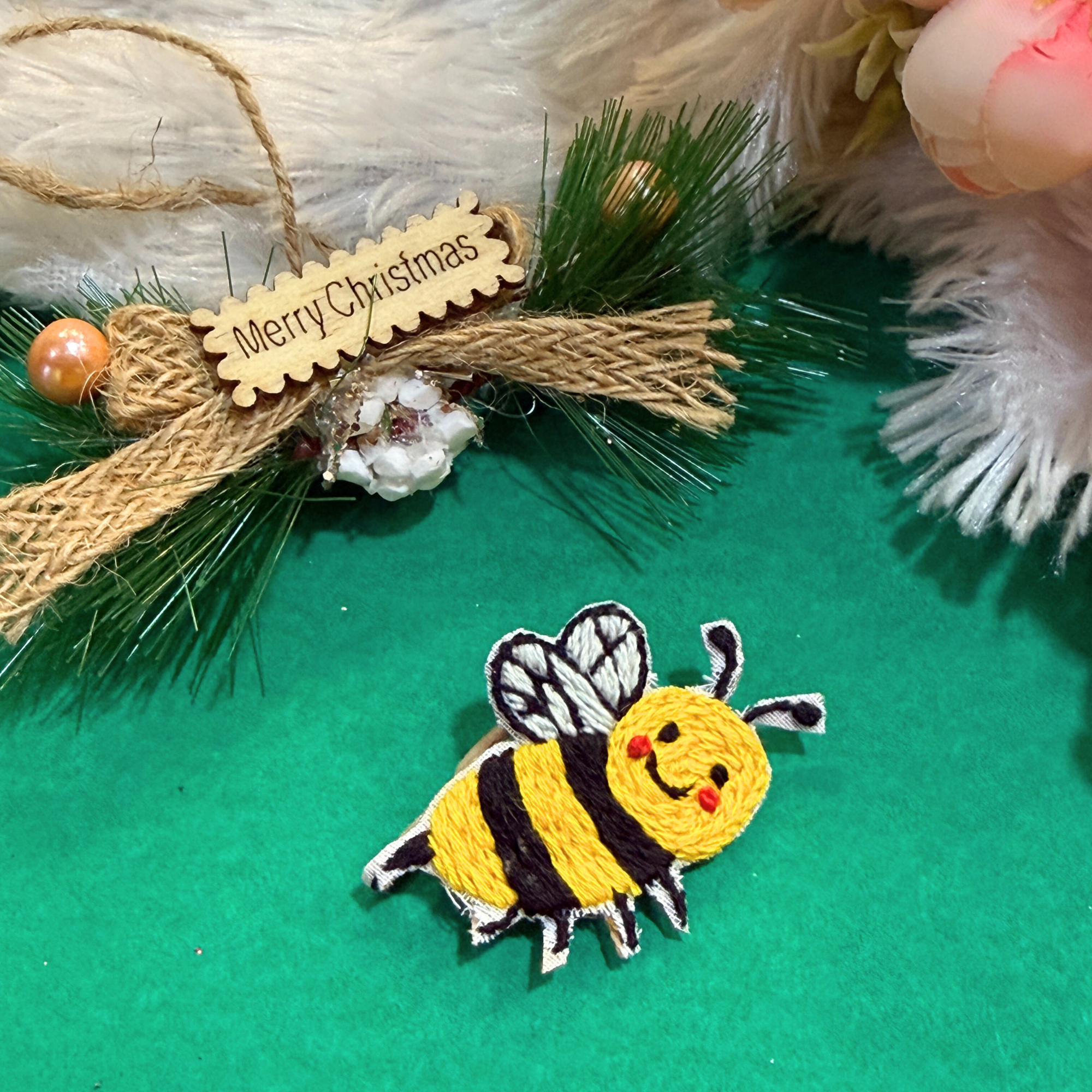 Handcrafted Embroidered Bee Patch