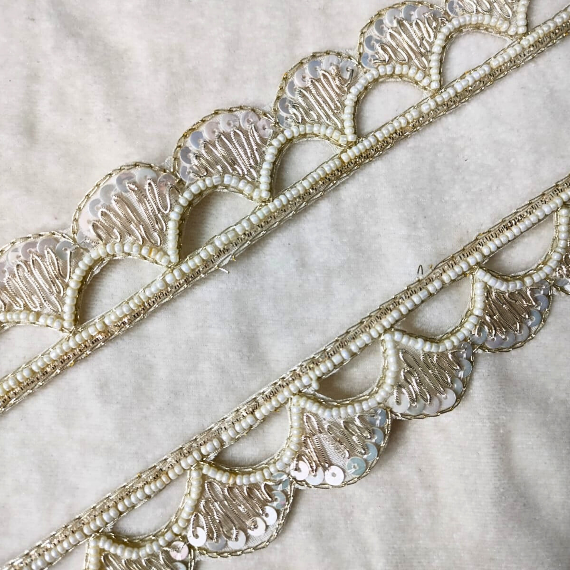 Premium White Zardozi Embroidered Trim