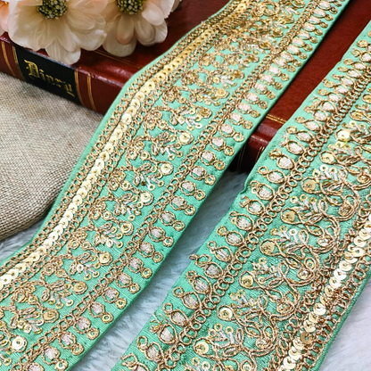 Light Green Fancy Zari Embellished Trim