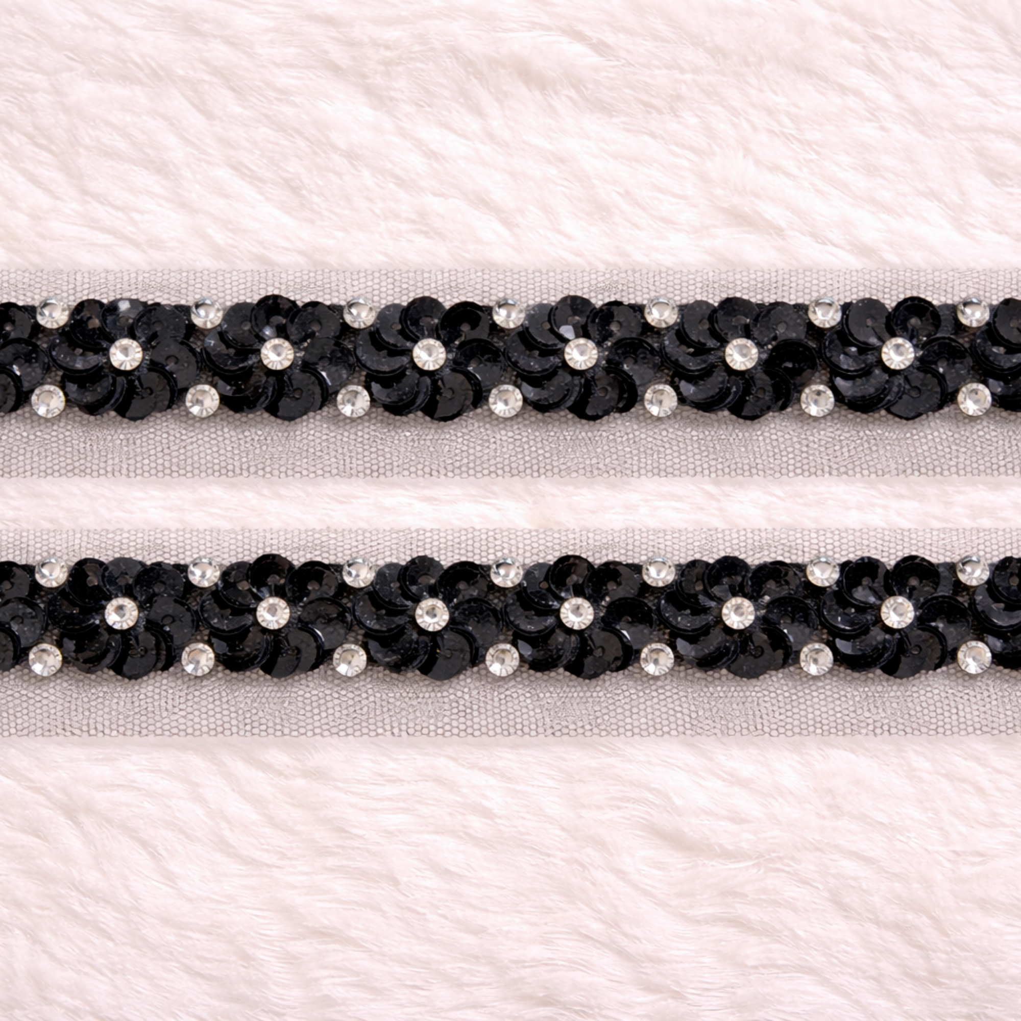 Sequin Flower Border Lace