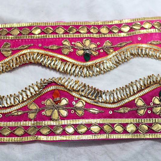 Pink Multicolor Embroidery Trim