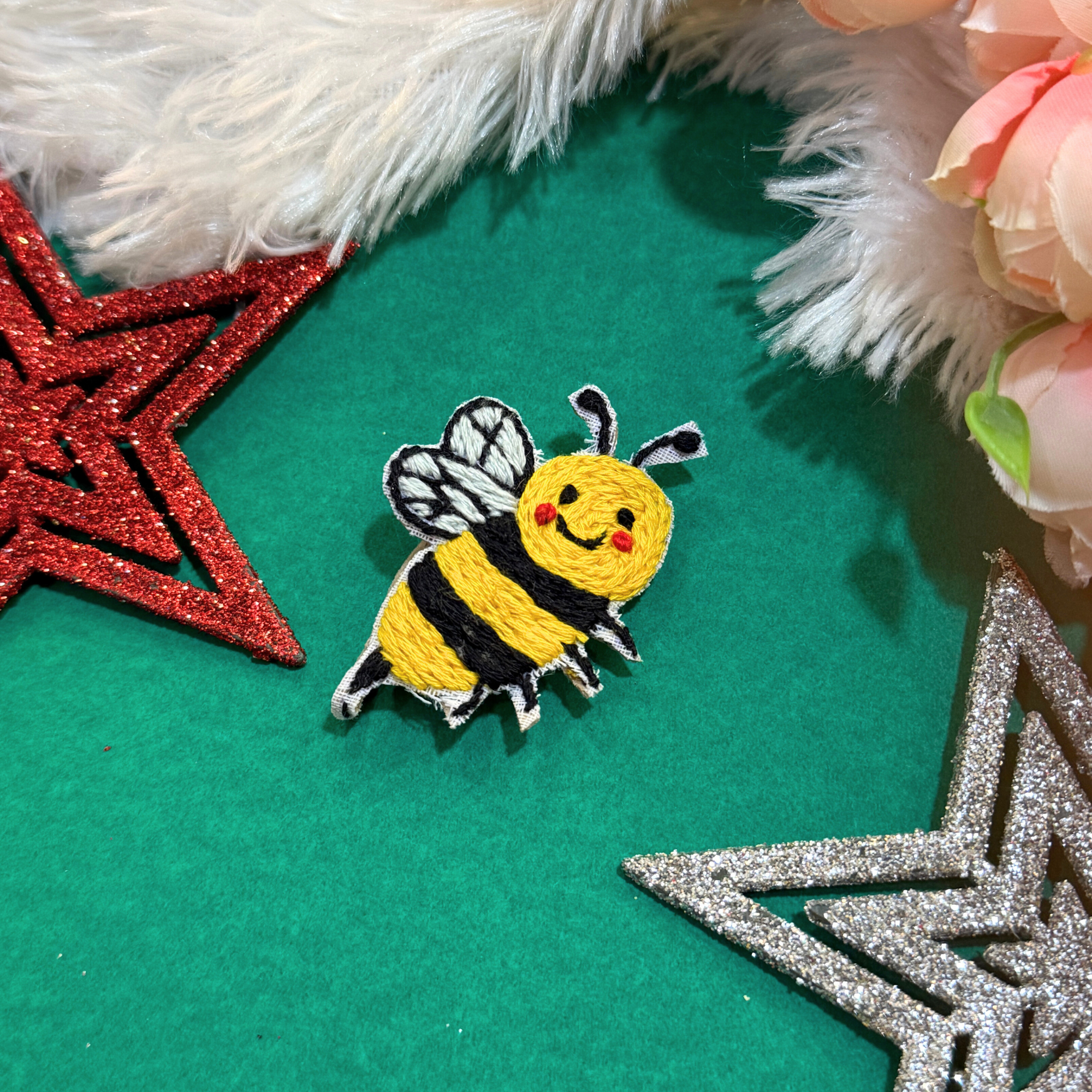 Handcrafted Embroidered Bee Patch