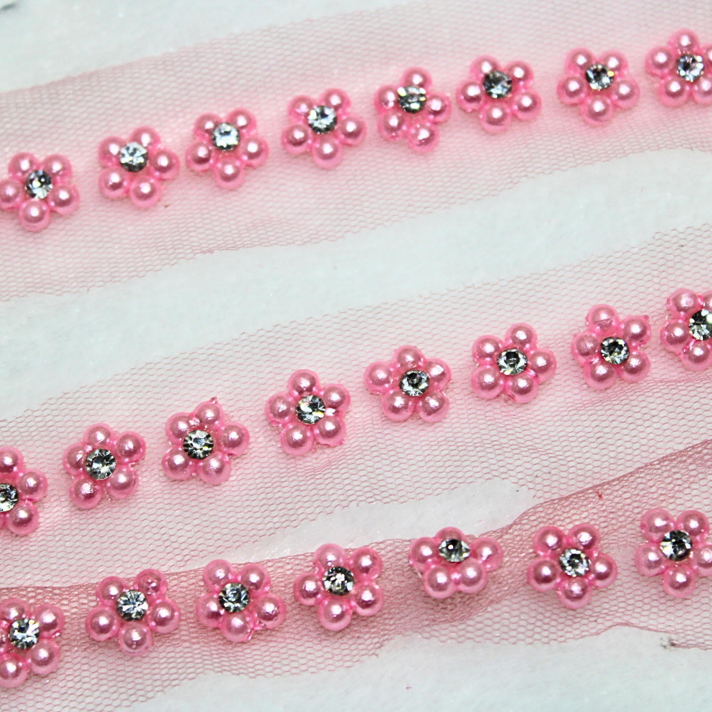 Pink Floral Handwork Trim