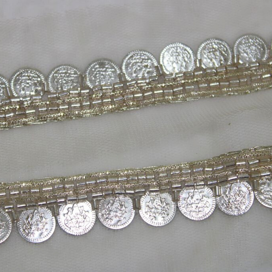 Fancy Coin Embellished Handwork Trim