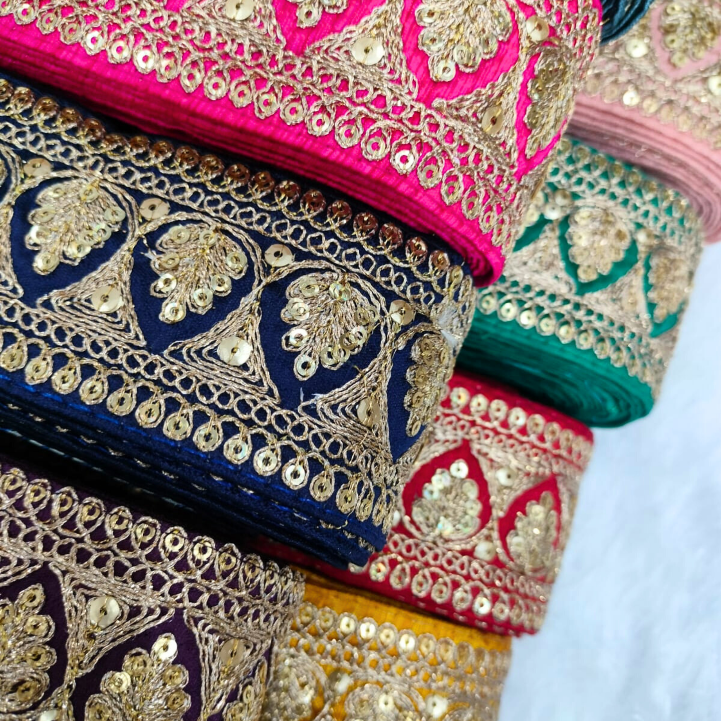 Fancy Rama Green Sequins Trim