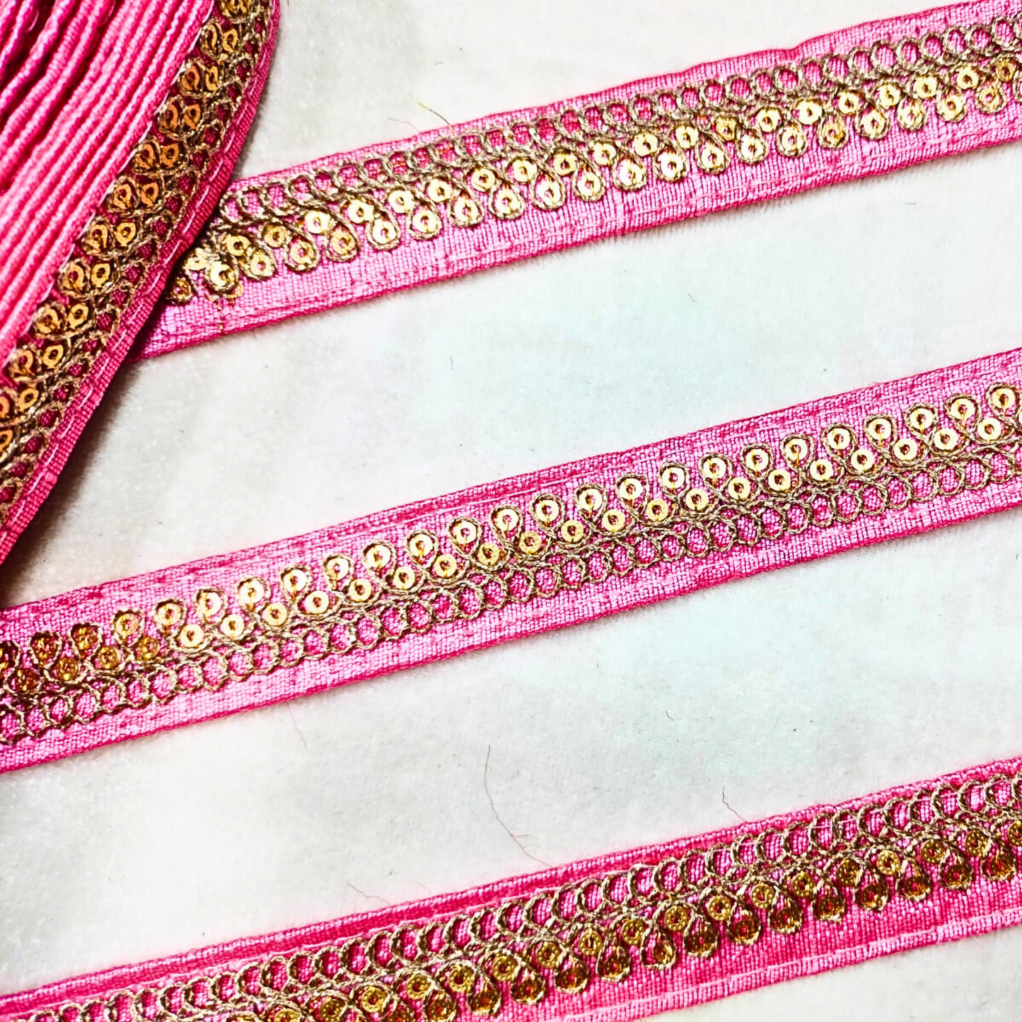 Pink Fancy Sequin Work Trim