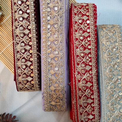 Blue Fancy Zari Work Embroidered Border