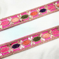 Stylish Pink Base Multicolor Decorative Trim