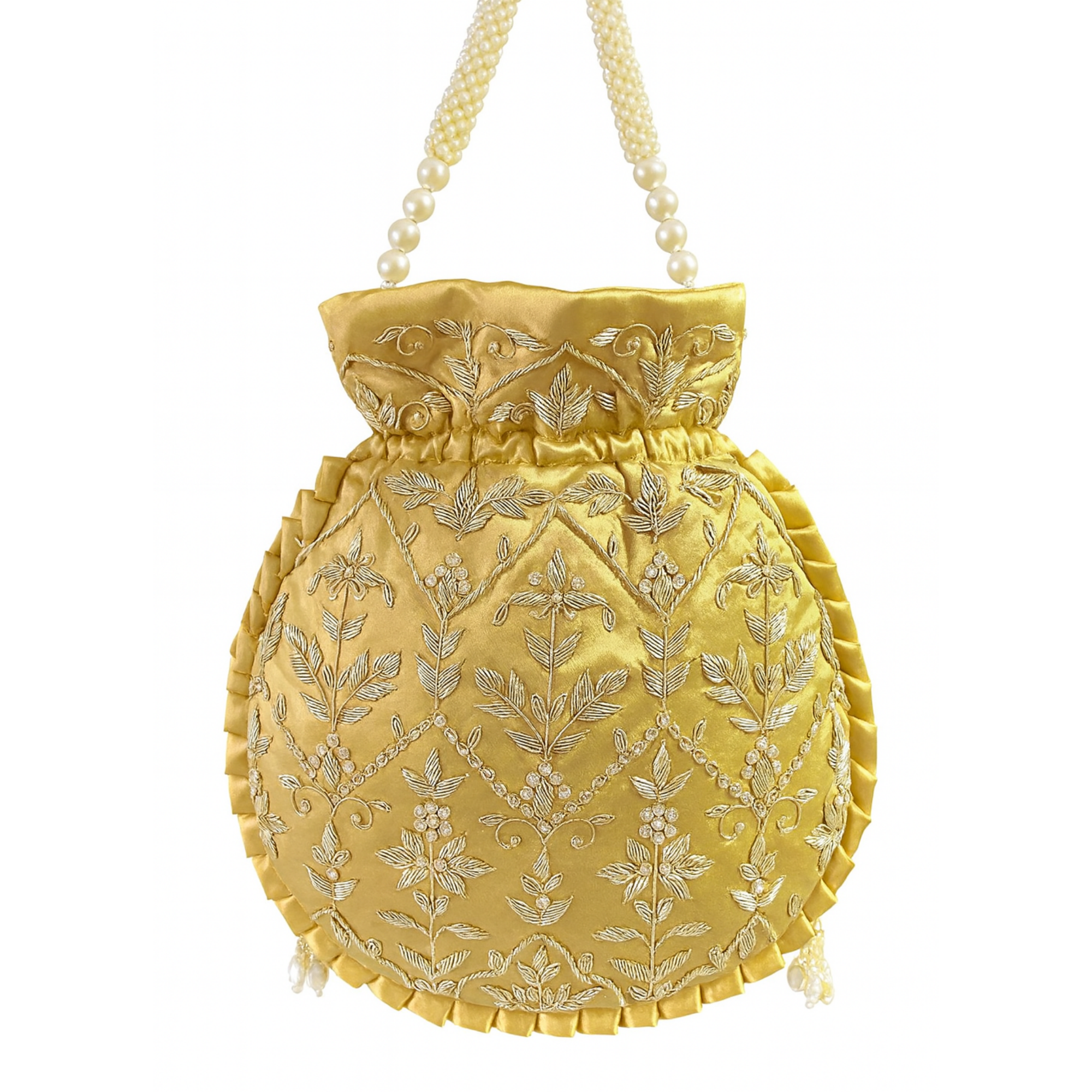 Mustard Gold Embroidered Potli
