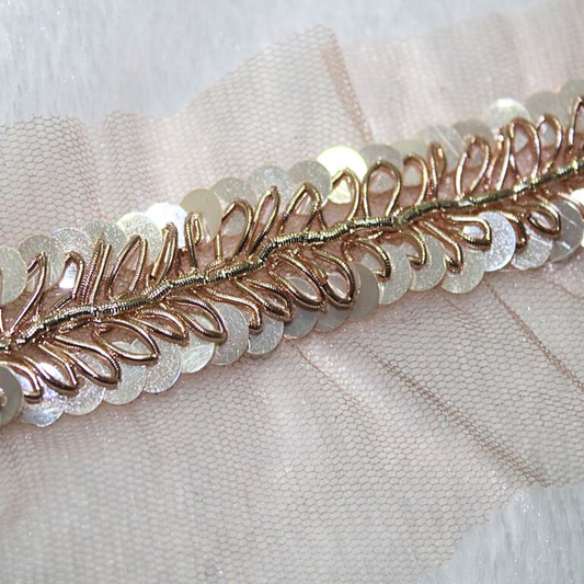 Rose Gold Shimmer Embroidered Border