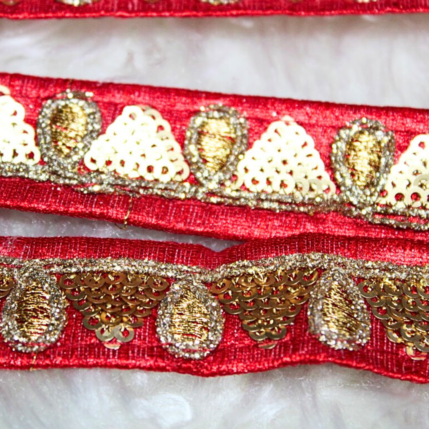 Vibrant Red Fancy Zari Trim