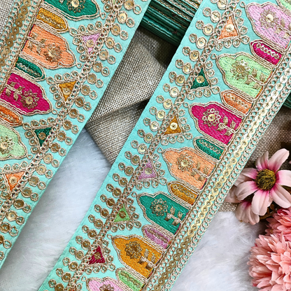 Blue Fancy Embroidery Trim