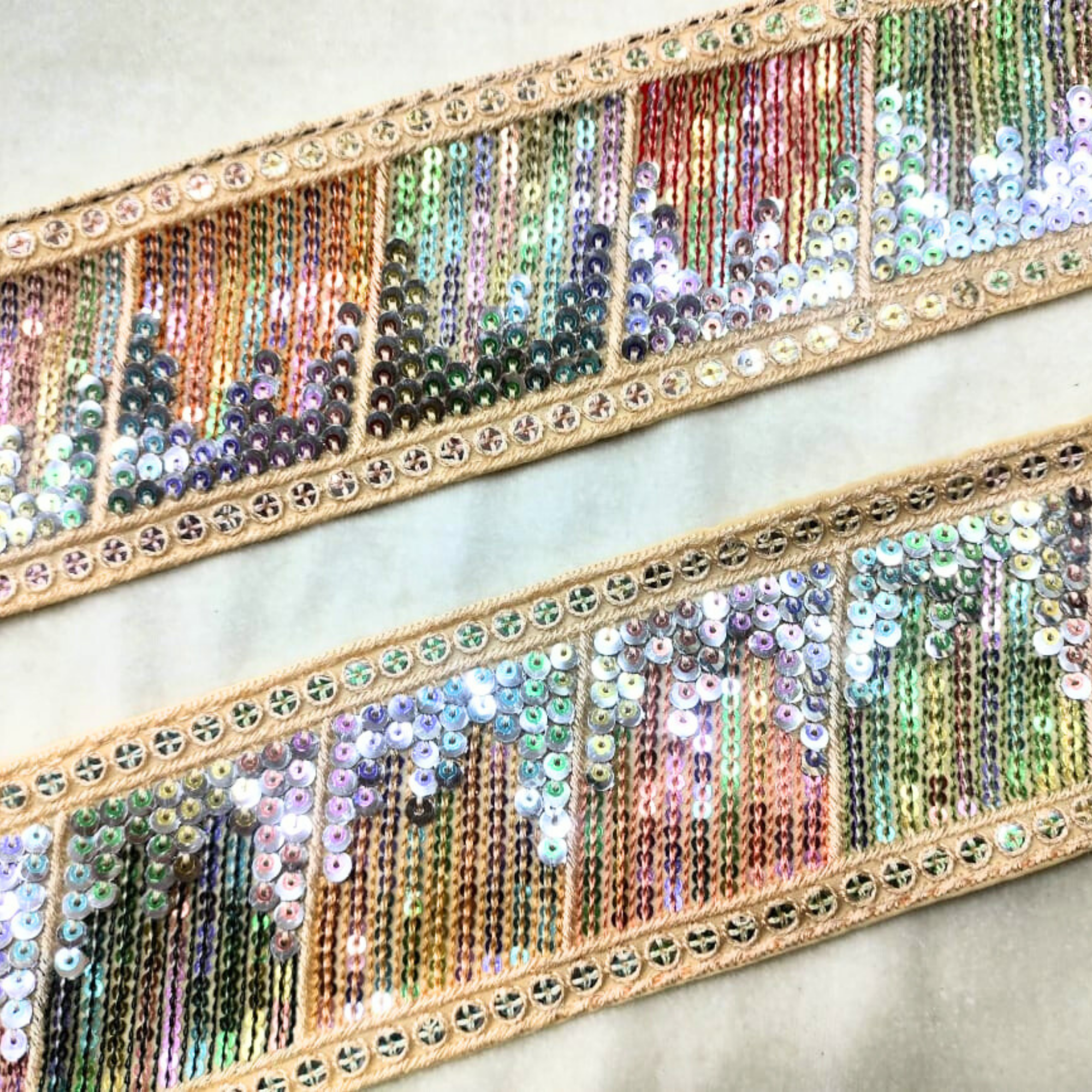 Multicolor Sequin Trim Lace