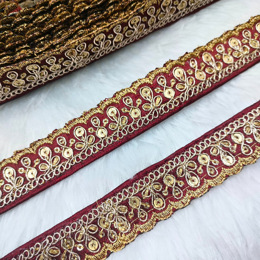 Fancy Maroon Zari Trim