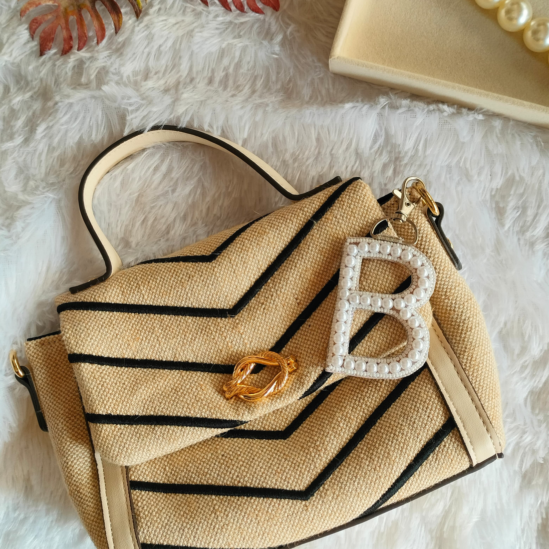 Pearl Monogram 'B' Bag Charm