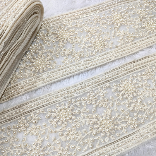 White Pearl Embellished Trim