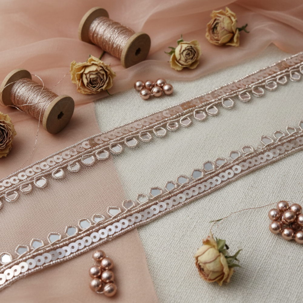 Rose Gold Mirror And Sequin Trim