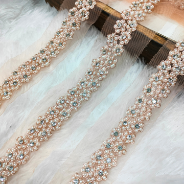 Rose Gold Pearl Embellished Handwork Trim