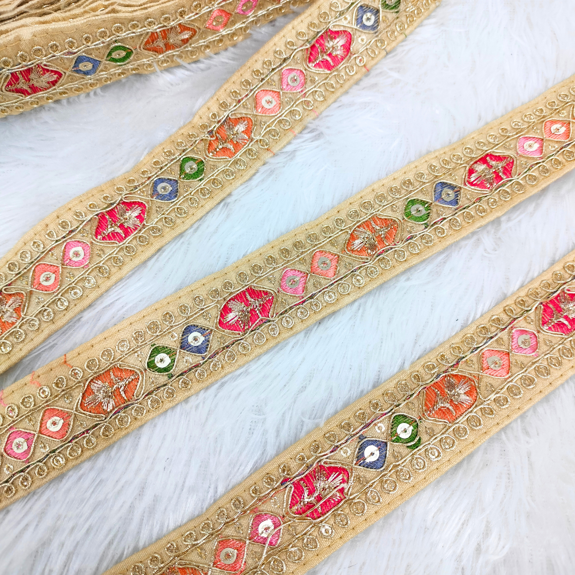 Beige Fancy Multicolor Trim