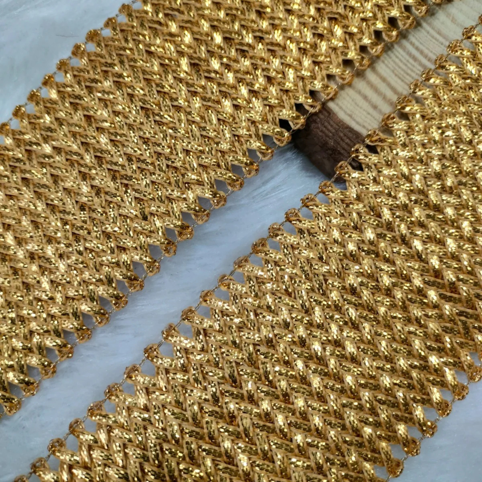 Geometric Metallic Lace Trim Border for Ethnic, Festive & Designer Wear