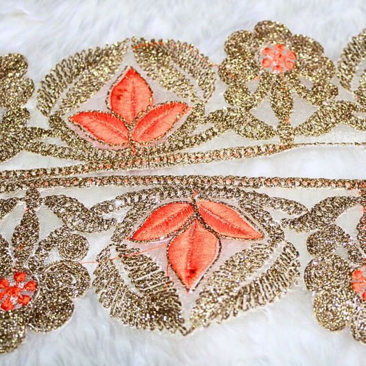 Vibrant Orange Zari Fancy Trim