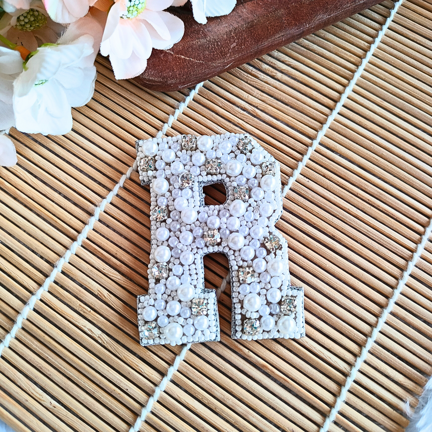 Stone & Pearl Alphabet 'R' Patch