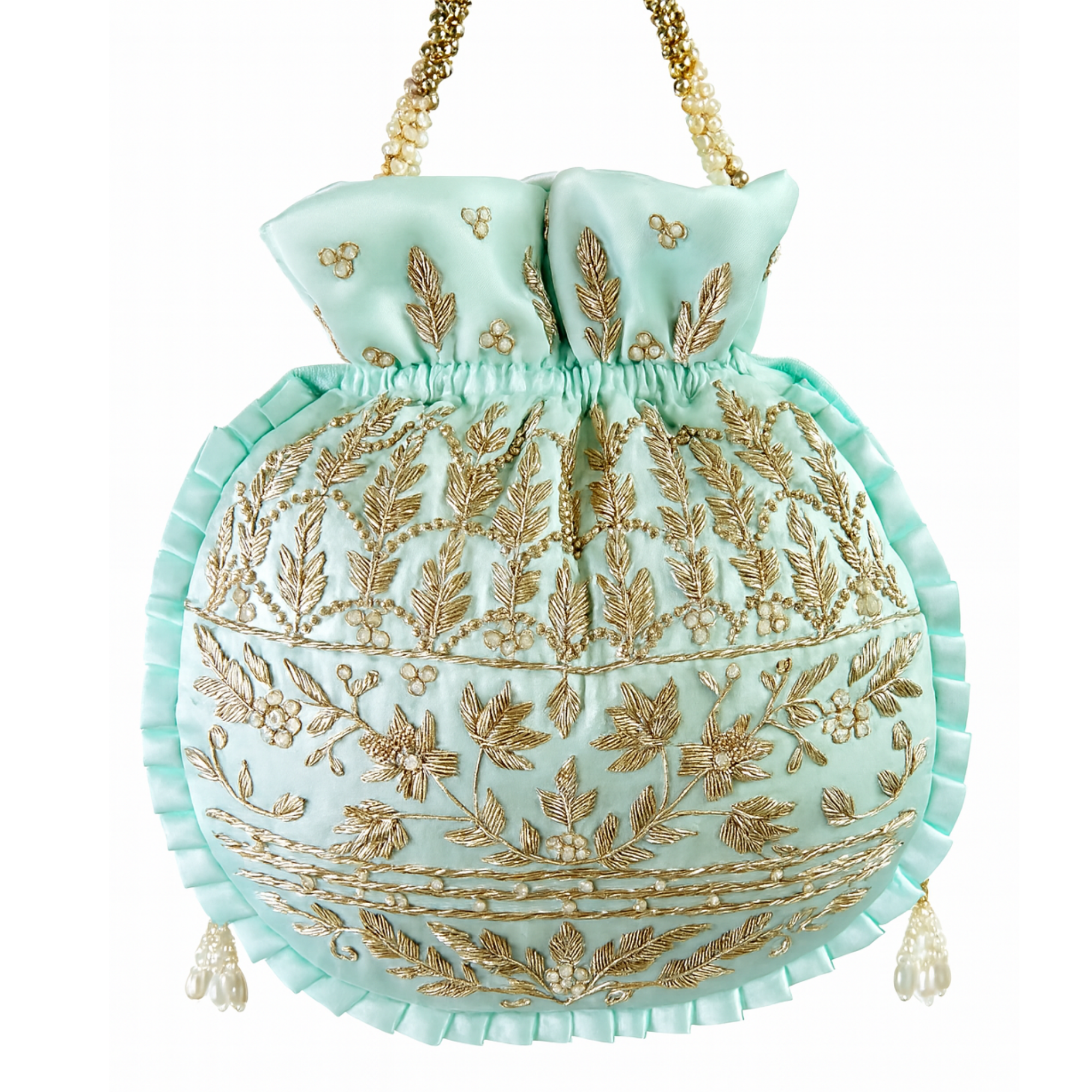 Mint Elegance Embroidered Potli