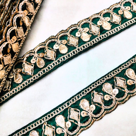 Dark Green Fancy Embellished Trim