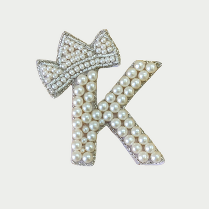 Regal Pearl Crown Alphabet 'K' Patch