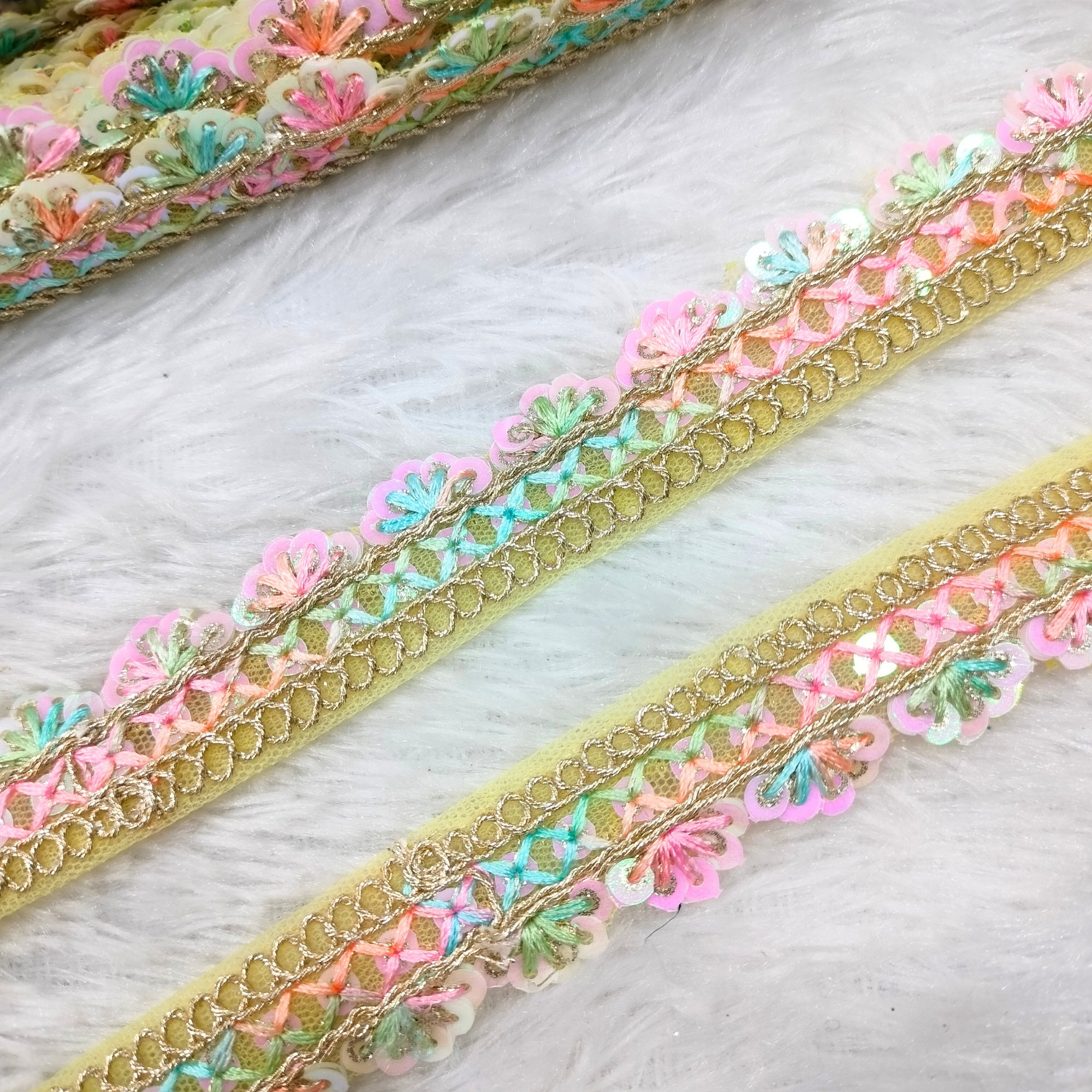 Floral Sequin Embroidered Lace Trim