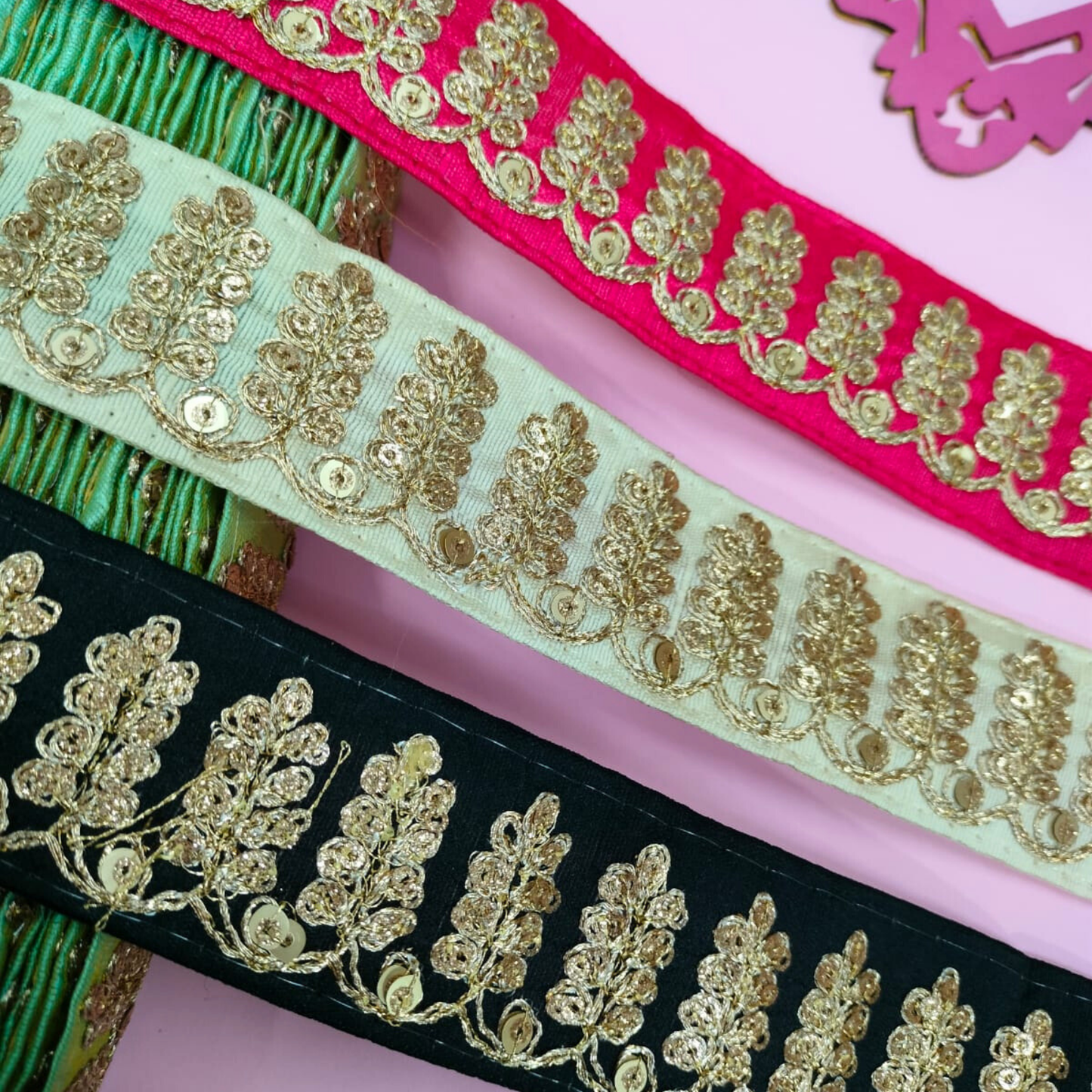 Beige Embellished Fancy Trim