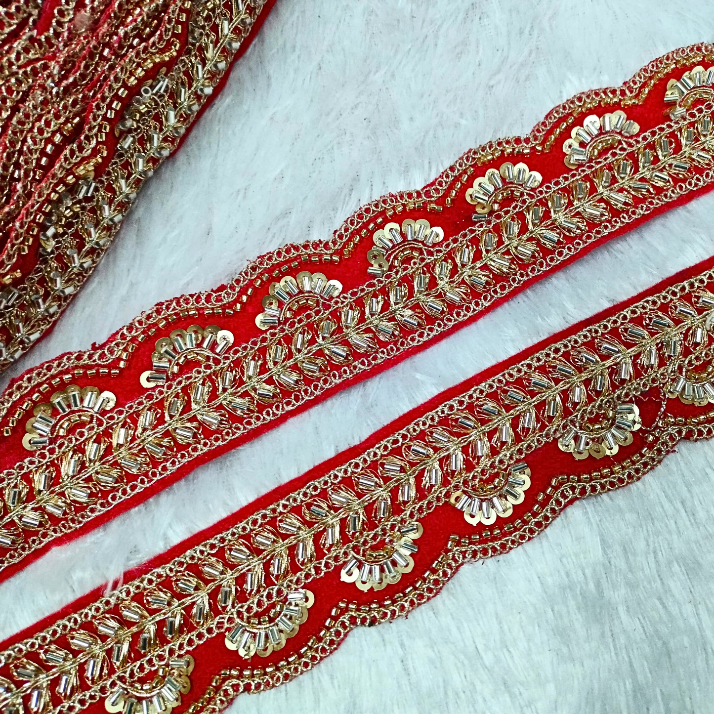 Red Fancy Zari Trim