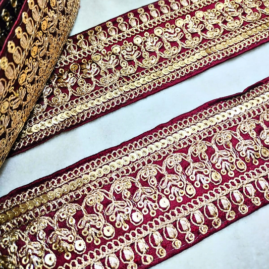 Maroon Fancy Zari Embellished Trim