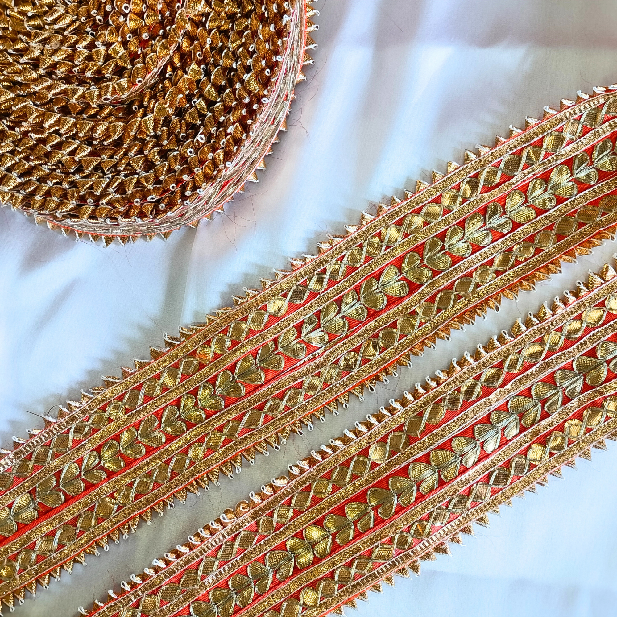 Orange Handcrafted Gota Patti Lace